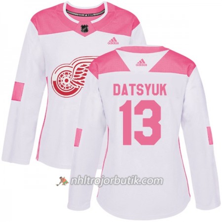 Dame Ishockey Detroit Red Wings Tröja Pavel Datsyuk 13 Adidas 2017-2018 Vit Rosa Fashion Authentic